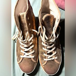 Philippe Model gold glitter high-top sneakers with wool lining  IT 41 = US 10.